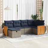 Gossi set mobilier gradina cu perne, 6 piese, gri, poliratan