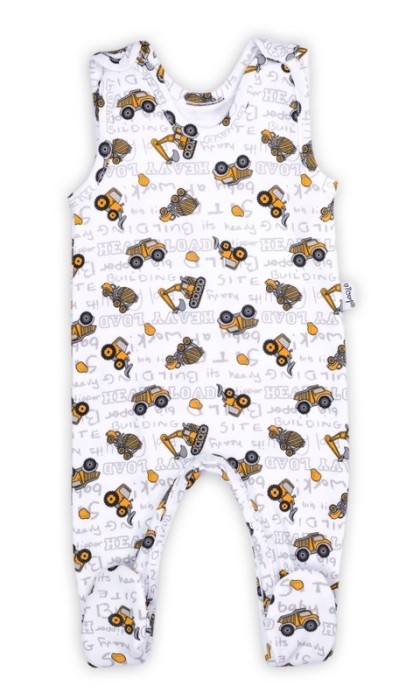 Romper de bumbac 100% (181023) Colectia &quot;Big Trucks&quot; 2021 Alba Marimea 74