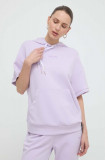 Armani Exchange bluza femei, culoarea violet, cu glugă, cu imprimeu
