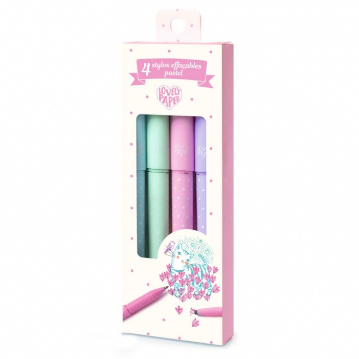 Set 4 pixuri cu radiera culori pastel, Djeco