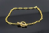 Cumpara ieftin Bratara Argint 925 Placata cu Aur Golden Toggle , Lant Paperclip cu Cristale