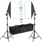 Cumpara ieftin RESIGILAT-Set 2 lampi softbox pentru studio foto-video, 50 x 70 cm, cu 2 trepiede reglabile pana la 200 cm, 2 becuri 150W 5500K, husa transport inclus