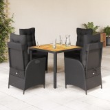 Cumpara ieftin Gossi set mobilier de gradina cu perne, 5 piese, negru, poliratan