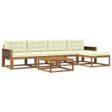 vidaXL Set de canapele de exterior cu pernă 6 pcs Natural și Crem 3382498