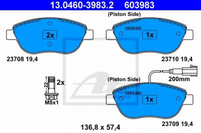 Set placute frana,frana disc FIAT BRAVO Van (198) (2008 - 2016) ATE 13.0460-3983.2 foto