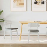 vidaXL Scaun de sufragerie 2 pcs Alb și gri Lemn Solid de Cauciuc 42020514