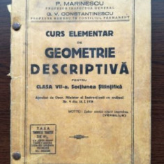 Curs elementar de geometrie descriptiva pentru clasa a VII-a, Sectiunea stiintifica-P. Marinescu