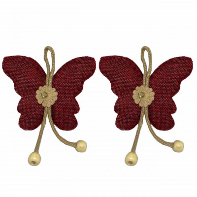 Set cordon de strangere Pufo Butterfly pentru draperie sau perdea cu magnet, 2 buc, rosu foto