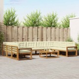 vidaXL Set de canapele de exterior cu pernă 10 pcs Natural și Crem 3368208