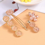 Set agrafe de par Pink Crystal, roz pastel, cu montura aurie