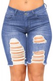 Q426-444 Pantaloni trei sferturi cu rupuri decorative