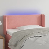 Tăblie de pat cu LED, roz, 93x16x78/88 cm, catifea