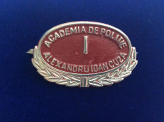 Insigna - Semn de arma - Academia de Poli?ie - Alexandru Ioan Cuza I (ro?u) foto