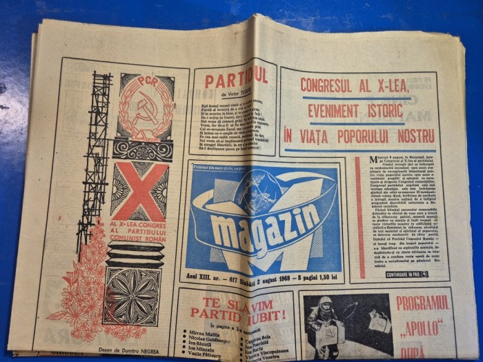 ziarul magazin 2 august 1969 - omul pe luna,apollo 11