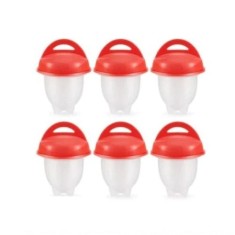 Set FOXMAG24 format din 6 recipiente din silicon pentru fiert oua, practic, alb/rosu
