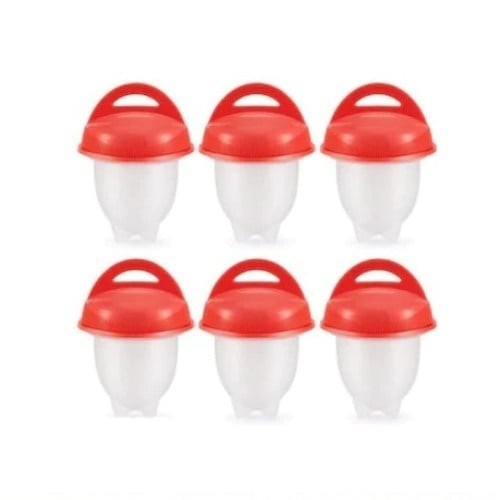 Set FOXMAG24 format din 6 recipiente din silicon pentru fiert oua, practic, alb/rosu