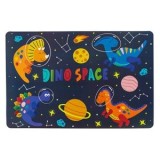 Suport farfurii pentru copii, model dinozauri &icirc;n spațiu, 43.5x28.5cm, albastru &icirc;nchis, CMCLASS