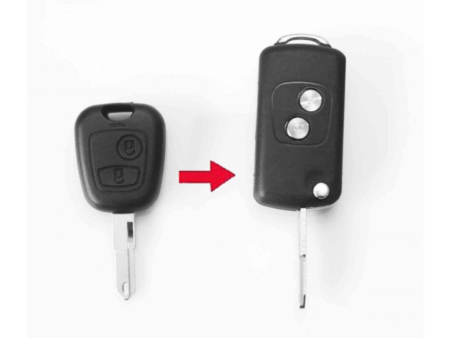 Carcasa Cheie Briceag Peugeot 206 2 butoane transformat AutoProtect KeyCars