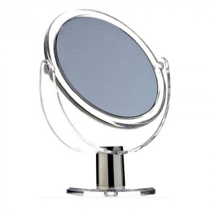 Oglinda de machiaj cu lupa Top Choice, 12.5 cm, picior, rama metalica
