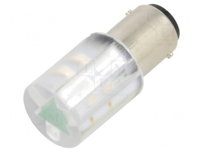 Lampa de control LED verde 230V BA15D T20 foto