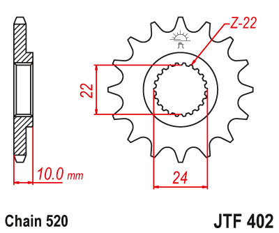 Pinion fata 520 Z16 Cod Produs: MX_NEW JTF40216