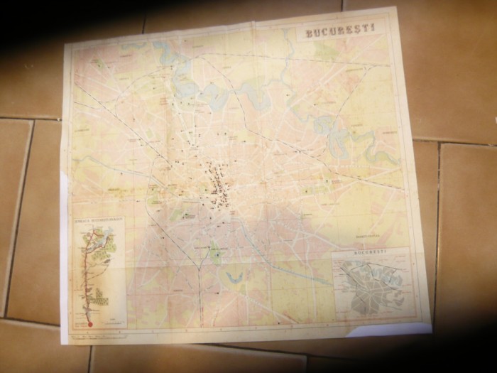 Harta Bucuresti RPR 1960 , 46x51,5cm usor uzata