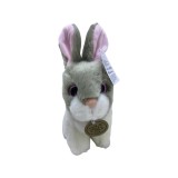 Jucarie iepure din plus catifelat alb gri cu medalion