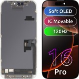 Cumpara ieftin Display cu Touchscreen MP compatibil cu Apple iPhone 16 Pro, cu Rama, Versiune Soft OLED FHD 120Hz IC Movable, Negru