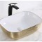 Lavoar pe Blat, Alb cu Auriu, Ceramica, Colectia Art Basin, Model LX-C012, Dimensiune 455 x 320 x 135 mm