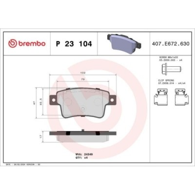 Placute frana Fiat Grande Punto (199) 06.05-, Grande Punto Van (199) 10.05-06.13, Grande Punto 07.07-06.10, Punto Evo (199) 07.08- , Spate, BREMBO foto