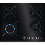 Plita incorporabila pe gaz Electrolux KGG643753K, 60 cm, conexiune Hob2Hood, Gratare de fonta, Timer, Negru