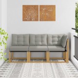 vidaXL Canapea de exterior din mijloc și colț cu pernă 3 Bucată Alb 901622