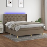 Cumpara ieftin Pat cu arcuri, saltea și LED, gri taupe, 180x200 cm, textil