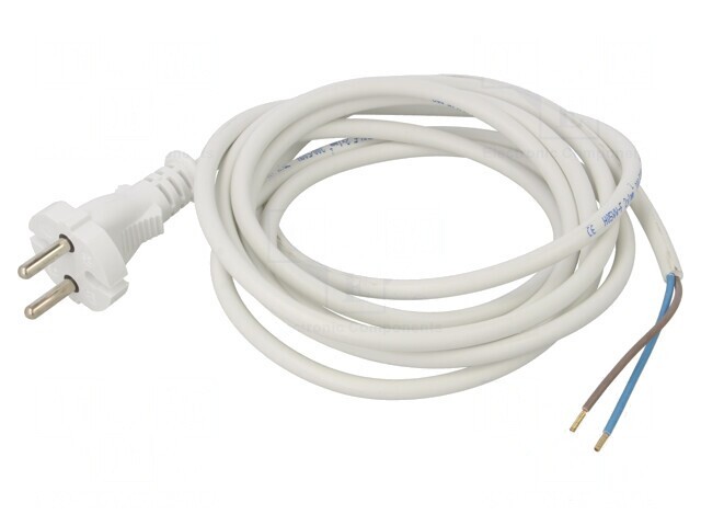 Cablu Alb 3m 2x1mm2 CEE 7/17 16A 250V