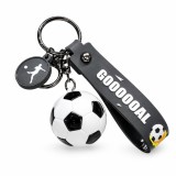 Breloc Chei, Flippy, Model Minge de Fotbal, Cupa Mondiala, Accesoriu Pentru Chei si Rucsac, Material Acril, 50 g, Alb/Negru