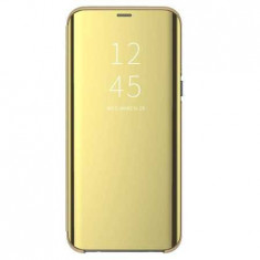 Husa Flip Mirror Samsung Galaxy S20 Plus 2020 Auriu Gold Clear View Oglinda