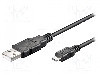 Cablu USB A mufa, USB B micro mufa, USB 2.0, lungime 0.6m, negru, Goobay - 93922