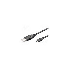 Cablu USB A mufa, USB B micro mufa, USB 2.0, lungime 0.6m, negru, Goobay - 93922