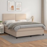 VidaXL Pat box spring cu saltea, cappuccino, 180x200cm piele ecologică 3142802