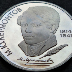 Moneda comemorativa PROOF 1 RUBLA- URSS / RUSIA, anul 1989 *Cod 2329 - LERMONTOV