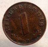 2.549 GERMANIA WWII 1 REICHSPFENNIG 1939 D, Europa, Bronz