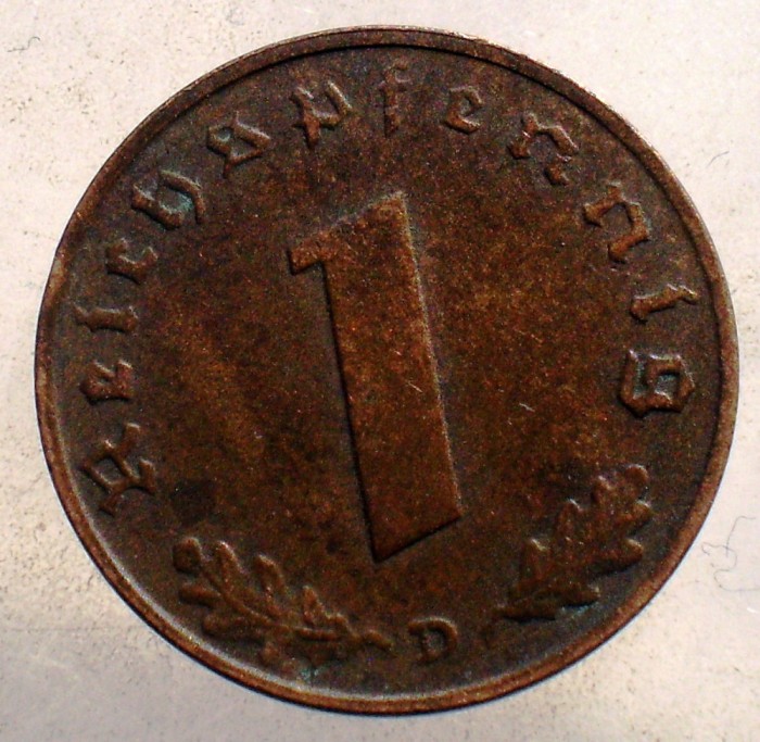 2.549 GERMANIA WWII 1 REICHSPFENNIG 1939 D