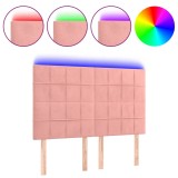 Cumpara ieftin Tablie de pat cu LED, roz, 144x5x118/128 cm, catifea