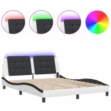 Cumpara ieftin Cadru de pat cu LED fara saltea, Zadar, alb si negru, 160x200 cm