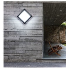 Aplica LED patrata, negru, Exterior, 12W, IP65, lumina Calda