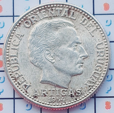 Uruguay 20 centesimos 1954 argint - km 36 - A031 foto
