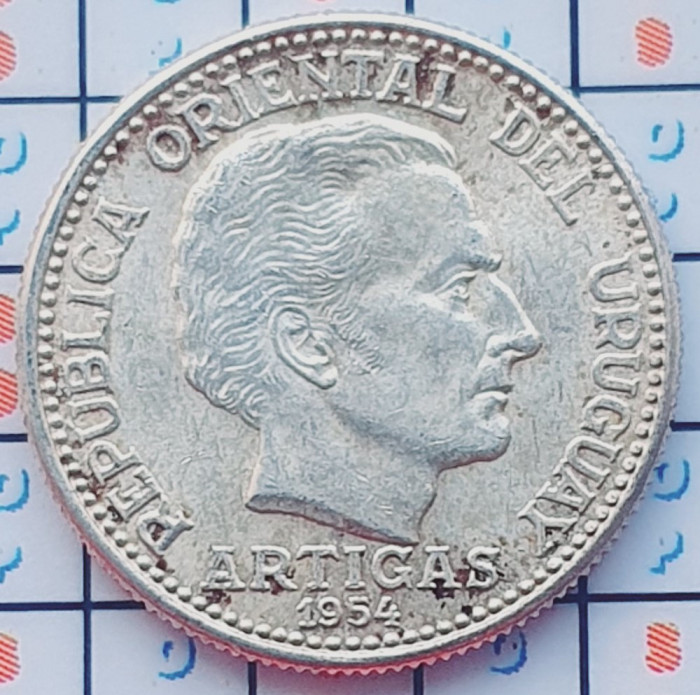 Uruguay 20 centesimos 1954 argint - km 36 - A031