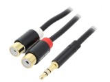 Cablu Jack 3,5mm 3pin la RCA soclu x2, 0,3m, placare aurit, Vention