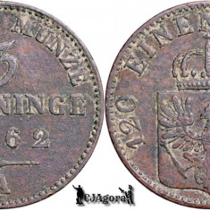 1862 A, 3 Pfenninge - Wilhelm I - Regatul Prusiei