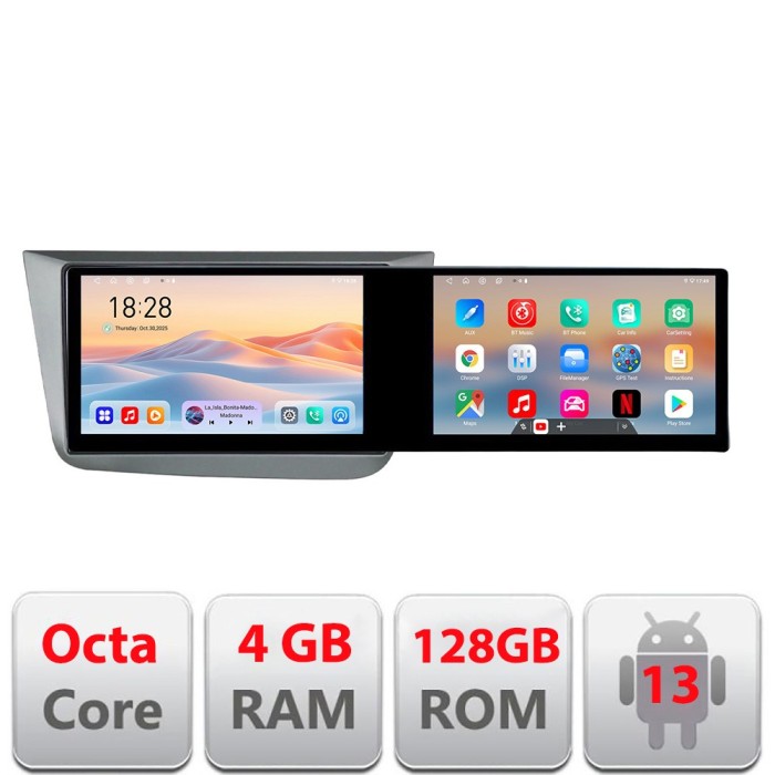 Navigatie Seat Leon 2005-2012 Kit-leon05 Edotec 2 ecrane 8 core 4+128 21.6 inch Incell android Wifi 5Ghz gps internet CarStore Technology